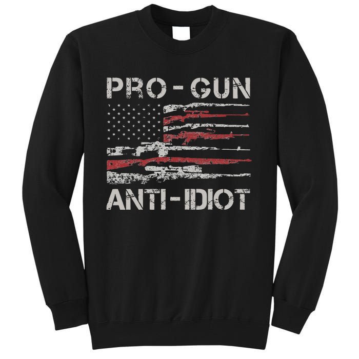 Pro Gun Anti Idiot Vintage USA Flag 2nd Amendment Tall Sweatshirt