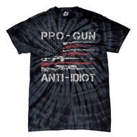 Pro Gun Anti Idiot Vintage USA Flag 2nd Amendment Tie-Dye T-Shirt