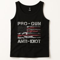 Pro Gun Anti Idiot Vintage USA Flag 2nd Amendment Tank Top
