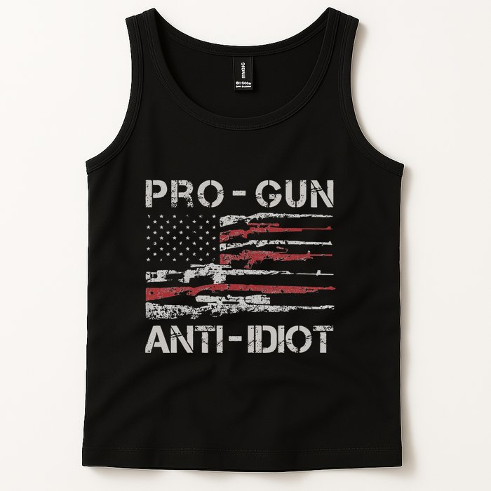 Pro Gun Anti Idiot Vintage USA Flag 2nd Amendment Tank Top