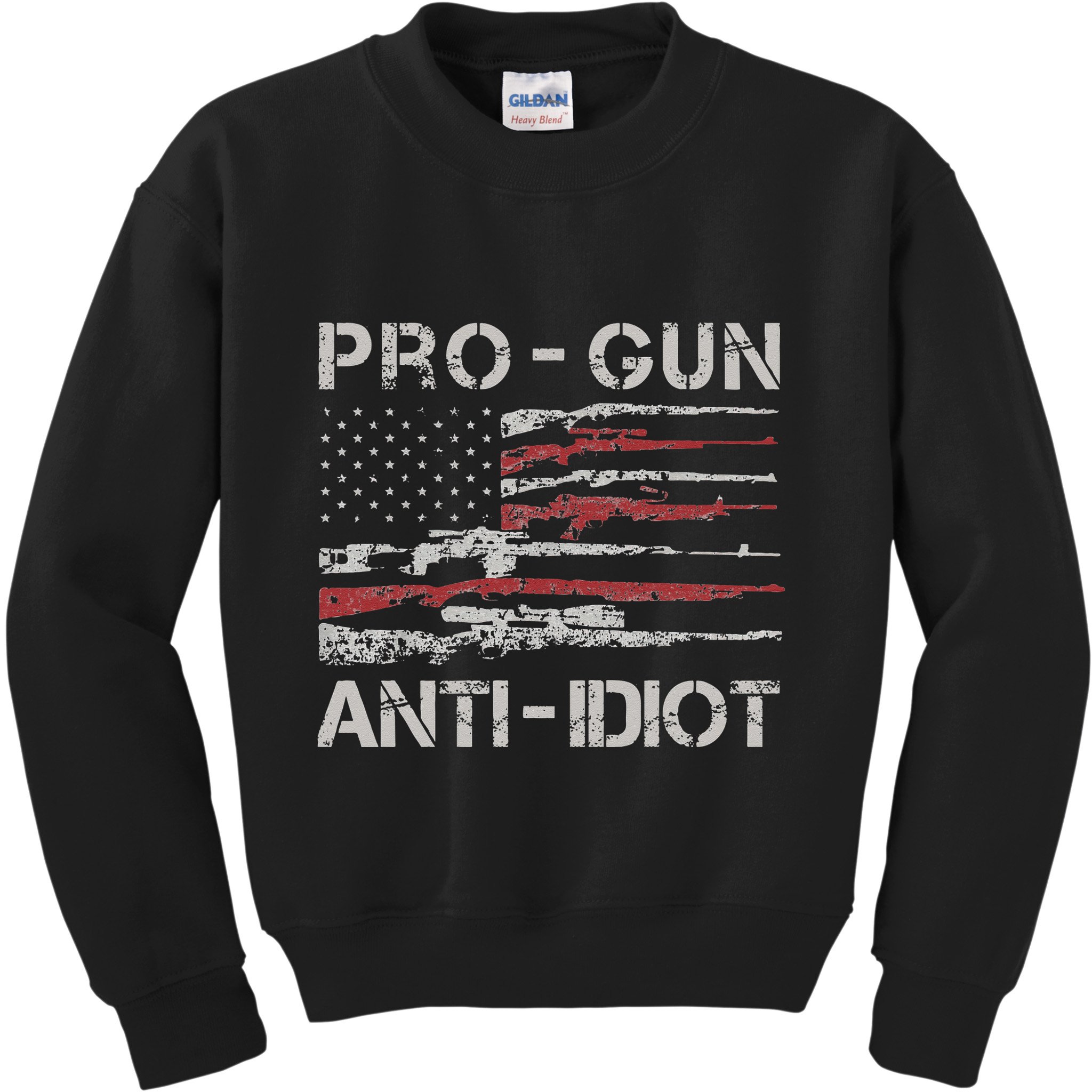 Pro Gun Anti Idiot Vintage USA Flag 2nd Amendment Kids Sweatshirt