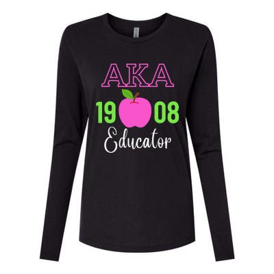 Pink Green AKA Educator Black History Month Teacher Squad Womens Cotton Relaxed Long Sleeve T-Shirt