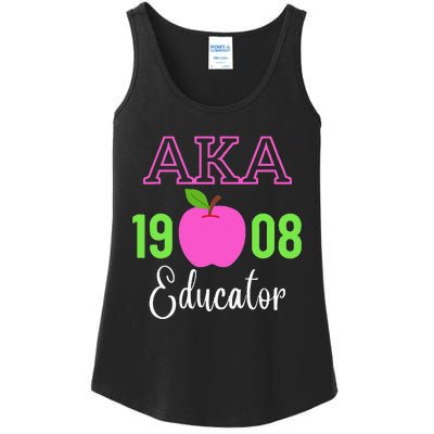 Pink Green AKA Educator Black History Month Teacher Squad Ladies Essential Tank