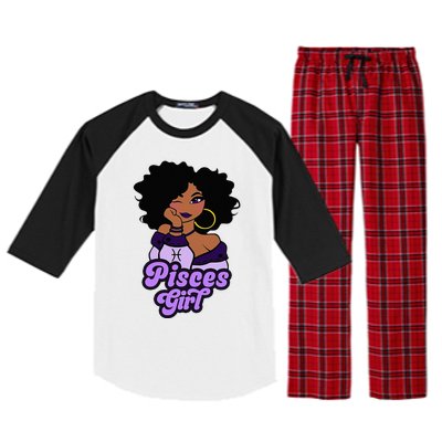 Pisces Girl Afro Girl Zodiac Signs Birthday Raglan Sleeve Pajama Set