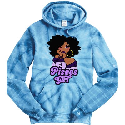 Pisces Girl Afro Girl Zodiac Signs Birthday Tie Dye Hoodie