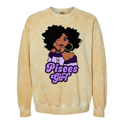 Pisces Girl Afro Girl Zodiac Signs Birthday Colorblast Crewneck Sweatshirt