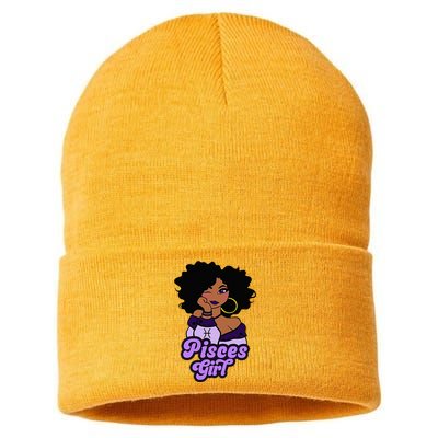 Pisces Girl Afro Girl Zodiac Signs Birthday Sustainable Knit Beanie