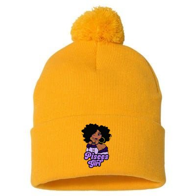 Pisces Girl Afro Girl Zodiac Signs Birthday Pom Pom 12in Knit Beanie