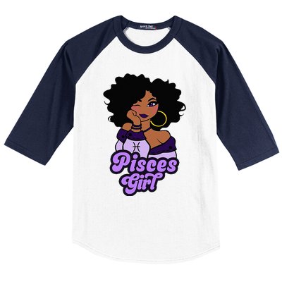 Pisces Girl Afro Girl Zodiac Signs Birthday Baseball Sleeve Shirt