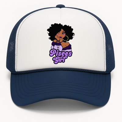 Pisces Girl Afro Girl Zodiac Signs Birthday Trucker Hat