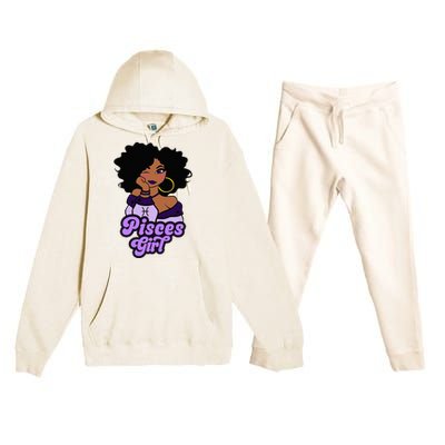 Pisces Girl Afro Girl Zodiac Signs Birthday Premium Hooded Sweatsuit Set