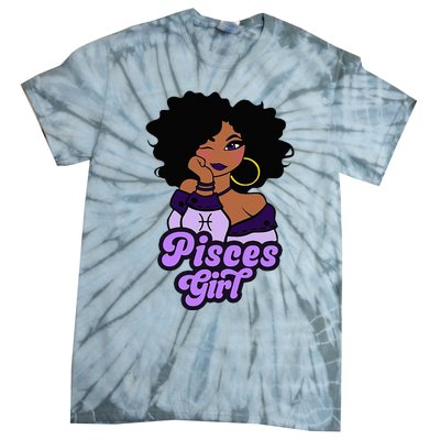 Pisces Girl Afro Girl Zodiac Signs Birthday Tie-Dye T-Shirt