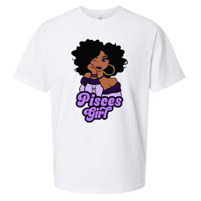 Pisces Girl Afro Girl Zodiac Signs Birthday Sueded Cloud Jersey T-Shirt