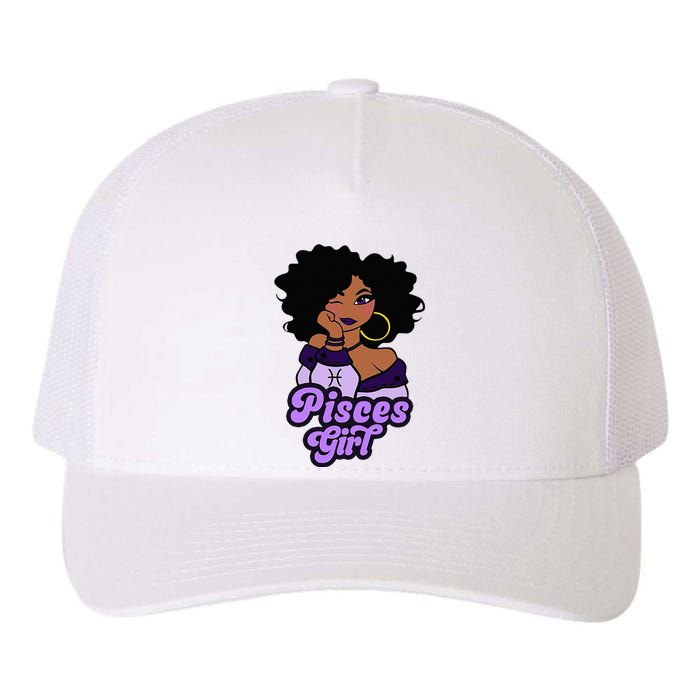 Pisces Girl Afro Girl Zodiac Signs Birthday Yupoong Adult 5-Panel Trucker Hat