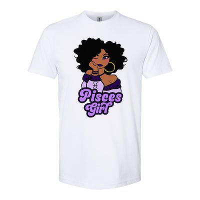 Pisces Girl Afro Girl Zodiac Signs Birthday Softstyle CVC T-Shirt