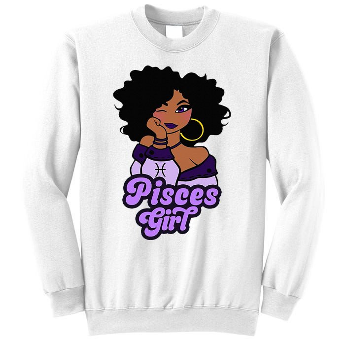 Pisces Girl Afro Girl Zodiac Signs Birthday Sweatshirt