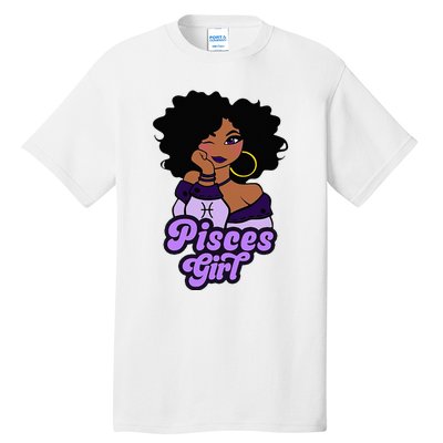 Pisces Girl Afro Girl Zodiac Signs Birthday Tall T-Shirt