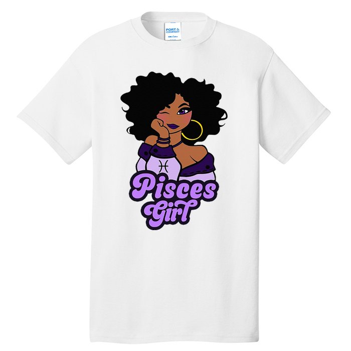 Pisces Girl Afro Girl Zodiac Signs Birthday Tall T-Shirt