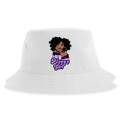 Pisces Girl Afro Girl Zodiac Signs Birthday Sustainable Bucket Hat