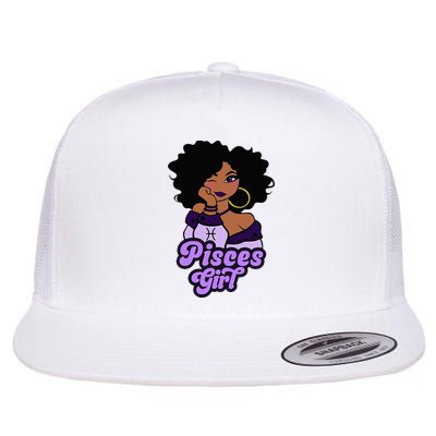 Pisces Girl Afro Girl Zodiac Signs Birthday Flat Bill Trucker Hat