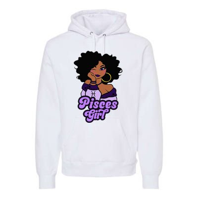 Pisces Girl Afro Girl Zodiac Signs Birthday Premium Hoodie