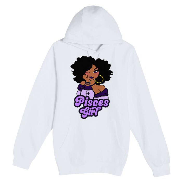 Pisces Girl Afro Girl Zodiac Signs Birthday Premium Pullover Hoodie