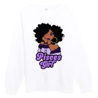 Pisces Girl Afro Girl Zodiac Signs Birthday Premium Crewneck Sweatshirt