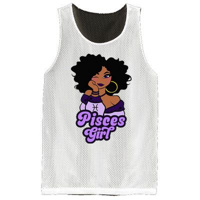 Pisces Girl Afro Girl Zodiac Signs Birthday Mesh Reversible Basketball Jersey Tank