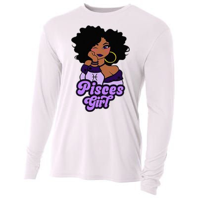 Pisces Girl Afro Girl Zodiac Signs Birthday Cooling Performance Long Sleeve Crew