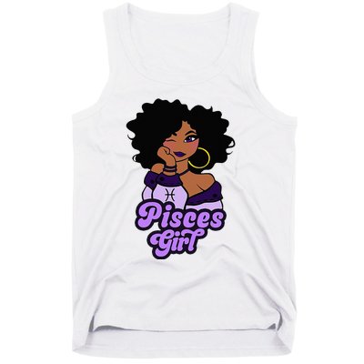 Pisces Girl Afro Girl Zodiac Signs Birthday Tank Top