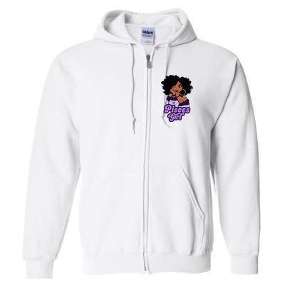 Pisces Girl Afro Girl Zodiac Signs Birthday Full Zip Hoodie