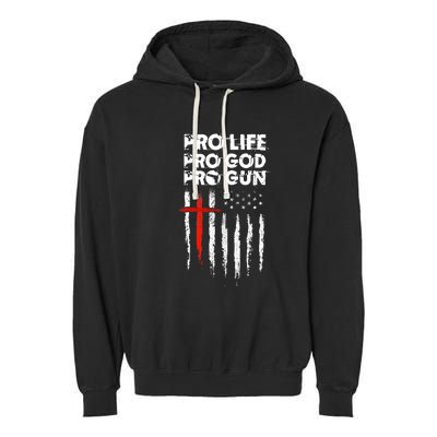 Pro Gun American Flag Patriotic Christian Garment-Dyed Fleece Hoodie