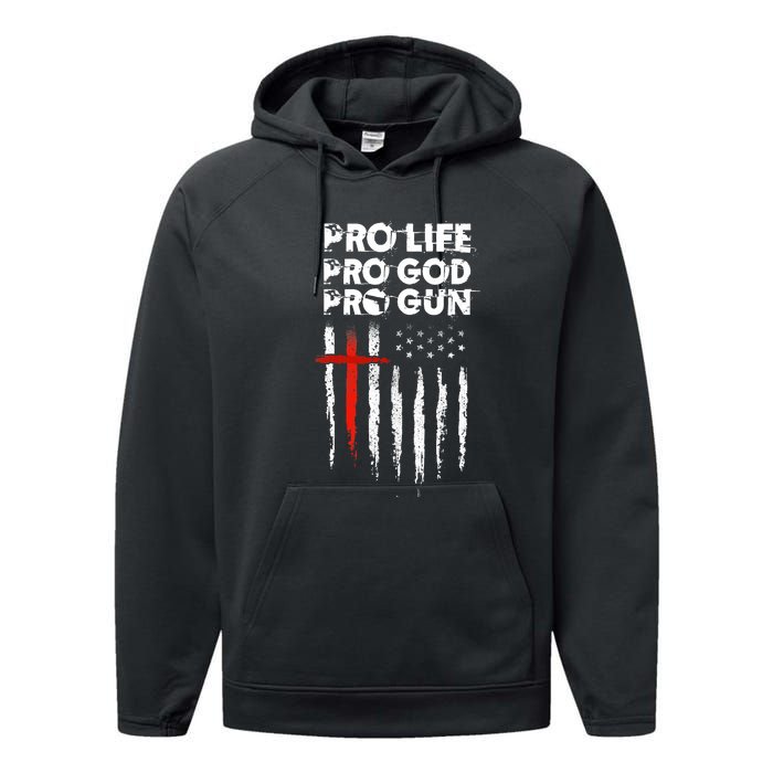 Pro Gun American Flag Patriotic Christian Performance Fleece Hoodie