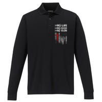 Pro Gun American Flag Patriotic Christian Performance Long Sleeve Polo