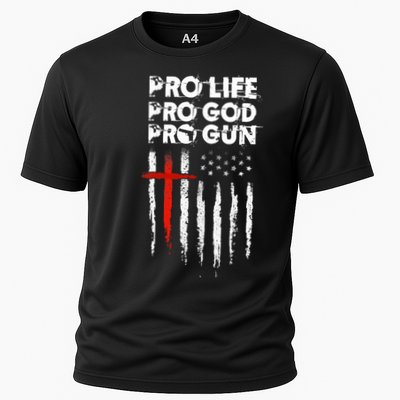 Pro Gun American Flag Patriotic Christian Cooling Performance Crew T-Shirt