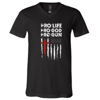 Pro Gun American Flag Patriotic Christian V-Neck T-Shirt