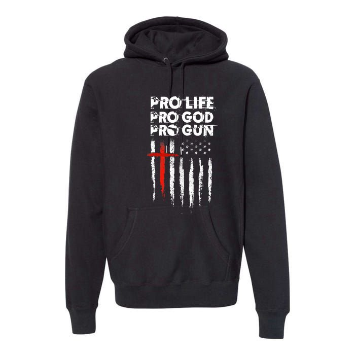 Pro Gun American Flag Patriotic Christian Premium Hoodie