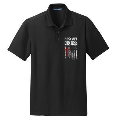 Pro Gun American Flag Patriotic Christian Dry Zone Grid Polo