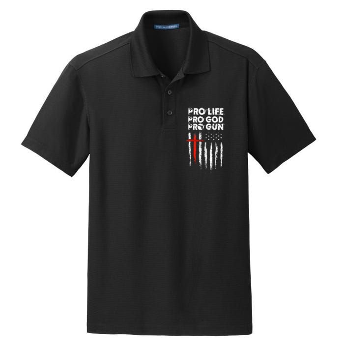 Pro Gun American Flag Patriotic Christian Dry Zone Grid Polo