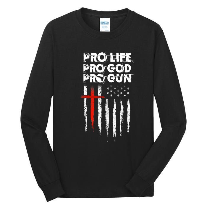 Pro Gun American Flag Patriotic Christian Tall Long Sleeve T-Shirt