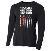 Pro Gun American Flag Patriotic Christian Cooling Performance Long Sleeve Crew