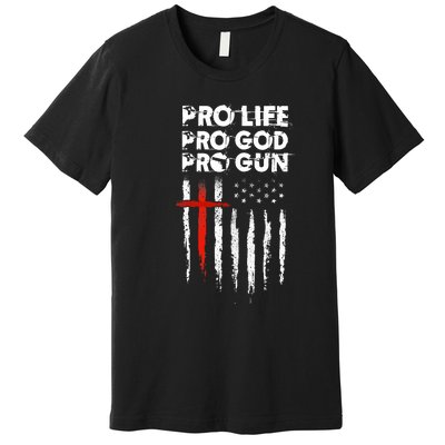 Pro Gun American Flag Patriotic Christian Premium T-Shirt