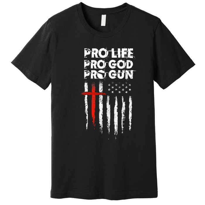 Pro Gun American Flag Patriotic Christian Premium T-Shirt