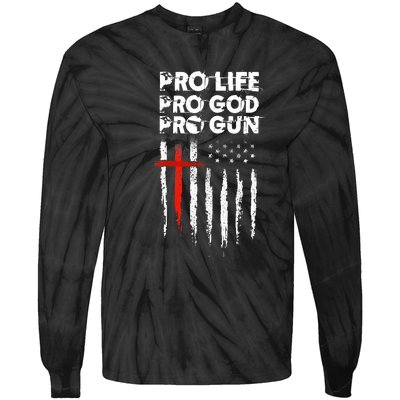 Pro Gun American Flag Patriotic Christian Tie-Dye Long Sleeve Shirt