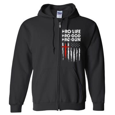 Pro Gun American Flag Patriotic Christian Full Zip Hoodie