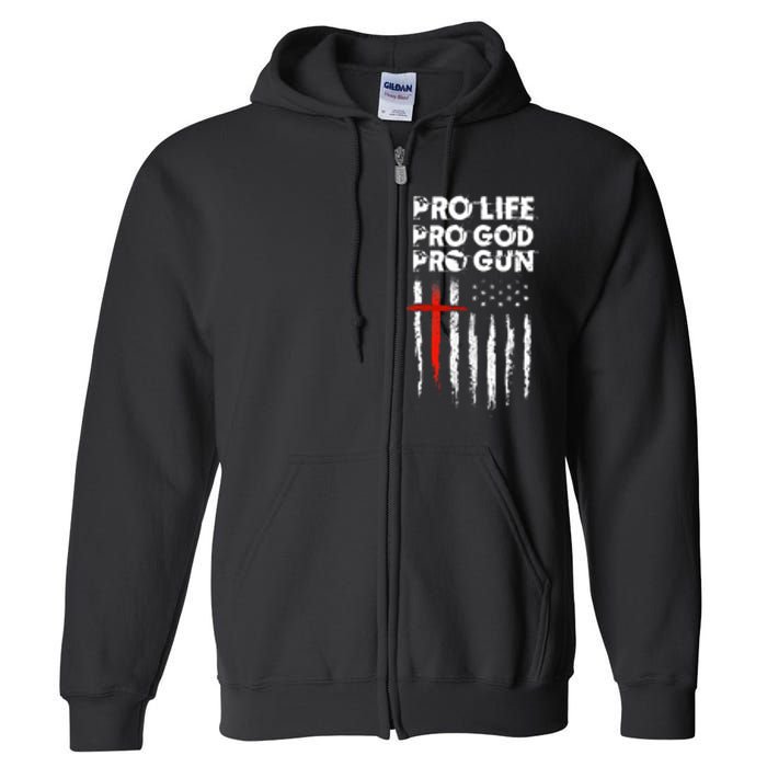 Pro Gun American Flag Patriotic Christian Full Zip Hoodie