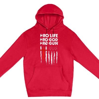 Pro Gun American Flag Patriotic Christian Premium Pullover Hoodie