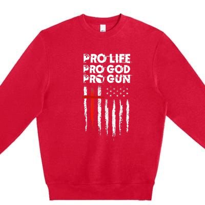 Pro Gun American Flag Patriotic Christian Premium Crewneck Sweatshirt