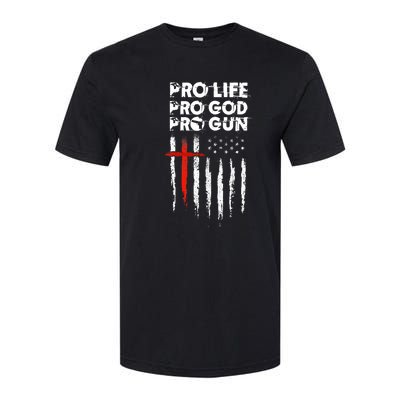 Pro Gun American Flag Patriotic Christian Softstyle CVC T-Shirt