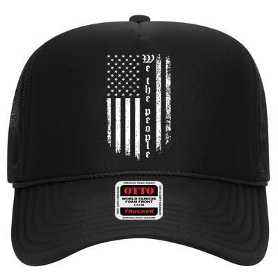 Patriotic Grunge Art High Crown Mesh Back Trucker Hat